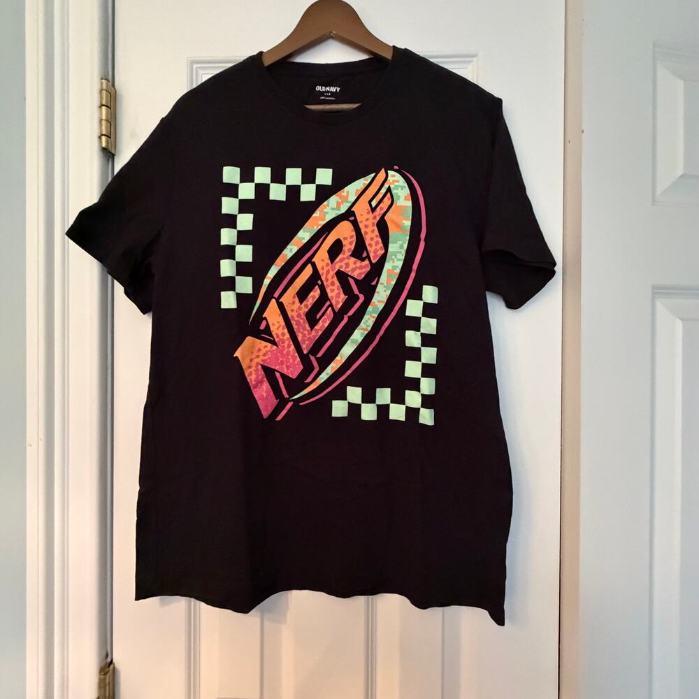 Men's Old Navy NERF Graphic T-shirt Black 100% Cotton Size L